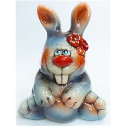 Фигурка из цветной гжели Кролик зубастый Символ 2023 года - фото 187427