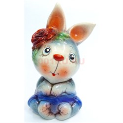 Фигурка из цветной гжели Кролик с розочкой Символ 2023 года - фото 187437