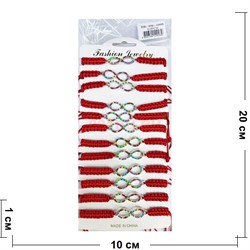 Браслет с толстой красной ниткой (BR-1908) Восьмерка Бесконечность 12 шт/уп - фото 187806