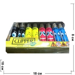 Зажигалка газовая Clipper с рисунками 48 шт/упаковка - фото 188397