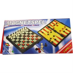 Шахматы нарды 3-в-1 магнитные 20х20 см 120 шт/коробка - фото 188622