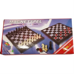 Шахматы нарды 3-в-1 магнитные 20х20 см 120 шт/коробка - фото 188623