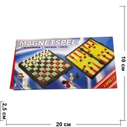 Шахматы нарды 3-в-1 магнитные 20х20 см 120 шт/коробка - фото 188624