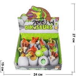 Игрушка резиновая «динозавр в яйце» со звуком (2 пищалки) 12 шт/упаковка - фото 189910
