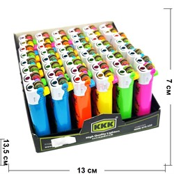 Зажигалка KKK 5 цветов 3KF-017 пластмассовая 50 шт/упаковка - фото 190256