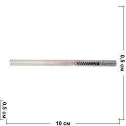 Трубка стеклянная D&K «пипетка» с пружинкой и выемкой с стекле 10 см длина 5 мм диаметр - фото 190827
