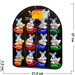 Магнит полистоун (RBM-30) Кролики в кружках 24 шт/упаковка - фото 191083