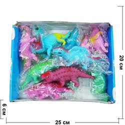 Игрушка антистресс резиновая Динозавры 12 шт/упаковка - фото 191200