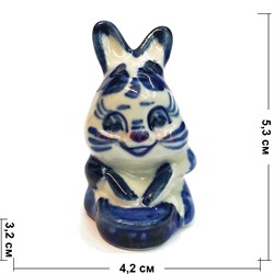 Кролик гжель №4 Пухляк 5,3 см высота символ 2023 года - фото 192923