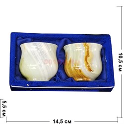 Набор из 2 стаканов 7,5 см (3х3 дюйма) из оникса в бархатной коробочке - фото 193555