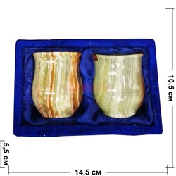 Набор из 2 стаканов 7,5 см (2,5х3 дюйма) из оникса в бархатной коробочке - фото 193557