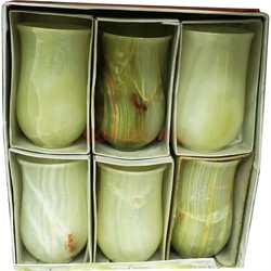 Набор из 6 стаканов 13 см (3х5) в картонной коробочке из оникса - фото 193650