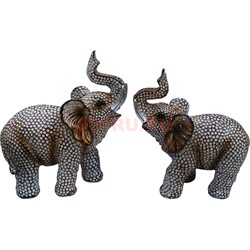 Пара слонов (NS-918) светло-коричневые 14 см из полистоуна - фото 193828