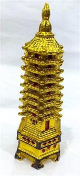 Нецкэ, пагода "под золото" из полистоуна 14 см - фото 193842