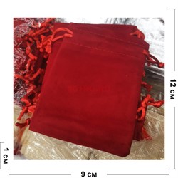 Чехол подарочный замша 9x12 см красный 50 шт/уп - фото 195534