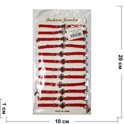 Браслет (BR-1509) с толстой красной ниткой «крест провославный» 12 шт/упаковка - фото 195786