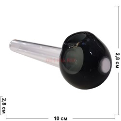 Трубка стеклянная цветная «черная голова» 10 см длина 28 мм диаметр (10/28/12) - фото 195801