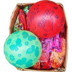 Надувной мяч детский цветной с рисунками 10 шт/упаковка - фото 196727