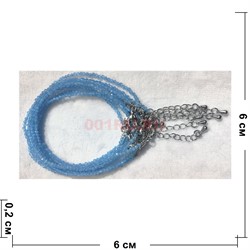 Браслет граненый 2 мм из темно-голубого аквамарина - фото 197262