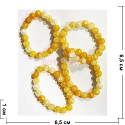 Браслет 10 мм из сахарного кварца желтых оттенков - фото 197344