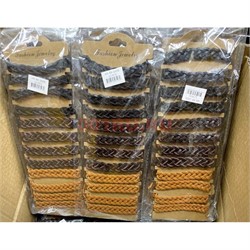 Браслет из кожзама (BR-1608) с плетением 3 цвета 12 шт/упаковка - фото 197853