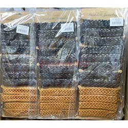 Браслет из кожзама (BR-1618) с плетением 3 цвета 12 шт/упаковка - фото 197857