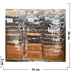 Браслет из кожзама (BR-1620) с плетением 3 цвета 12 шт/упаковка - фото 197868