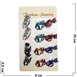 Броши со стразами (F-151) котики 12 шт/упаковка - фото 199273