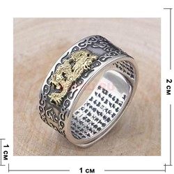 Кольцо металлическое «дракон и иероглифы» - фото 199328