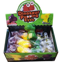 Игрушка резиновая Динозавр с выскакивающими глазами 12 шт/упаковка - фото 199362