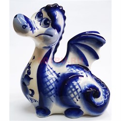 Символ 2024 Дракон гжель керамика «Гога» синий 11 см - фото 199408