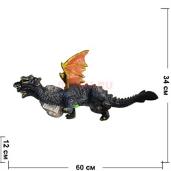 Игрушка резиновая Дракон серый со звуком 60 см длина - фото 199502