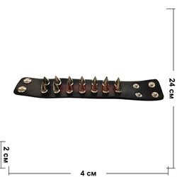 Кожаный браслет (D-146) черный 14 шипов 12 шт/упаковка - фото 199657