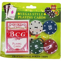 Набор покерный колода карт + фишки - фото 200425