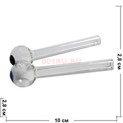 Трубка стеклянная ойл пайп с точкой 10 см длина 28 мм диаметр (10/28/12) - фото 202333