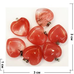 Сердце подвеска 3x3 см из розового халцедона (цена за 1 шт) - фото 202563