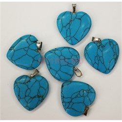 Сердце подвеска 2,5x2,5 см из синей бирюзы (цена за 1 шт) - фото 202588