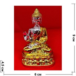 Будда из полистоуна (NS-210N) с поднятой рукой 9 см высота - фото 202964
