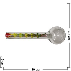 Трубка стеклянная с цветочком 8-10 см - фото 203096