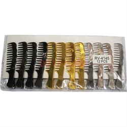 Зажим для волос «расческа» 3 цвета 12 шт/упаковка (RV-4145) - фото 203370