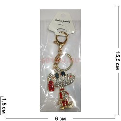Брелок для ключей со стразами «собака в очках» с карабином 12 шт/упаковка - фото 203835