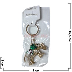 Брелок для ключей со стразами (KY-1189) слоник с попоной 12 шт/упаковка - фото 204059