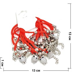 Браслет на руку «красная нитка + сова со стразами» 12 шт/упаковка - фото 204212