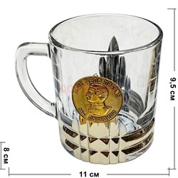 Чашка с ручкой «монета Сталин» стеклянная в золоте - фото 204961