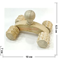 Массажер деревянный с колесиками и ручкой - фото 204970