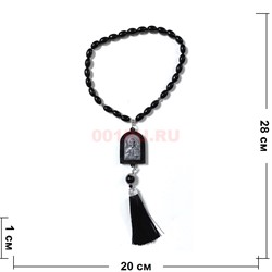Четки христианские с иконой (2220-D) овальная бусина из черного агата 12 шт/упаковка - фото 205234