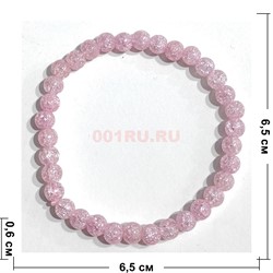 Браслет 6 мм из сахарного кварца цвет светло-розовый - фото 206420