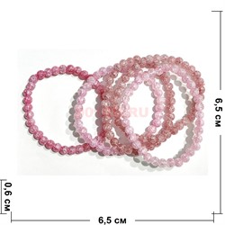 Браслет 6 мм из сахарного кварца цвет розовый - фото 206432