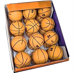 Мячик 60 мм из твердой резины «баскетбол» 24 шт/упаковка - фото 206596