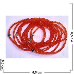Браслет 2-3 мм с крестом из стекла оранжевый цвет - фото 206725